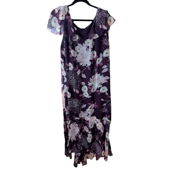 Maggy London Silk Y2K Fairycore Purple Floral Dress Size 20 - Picture 1 of 8